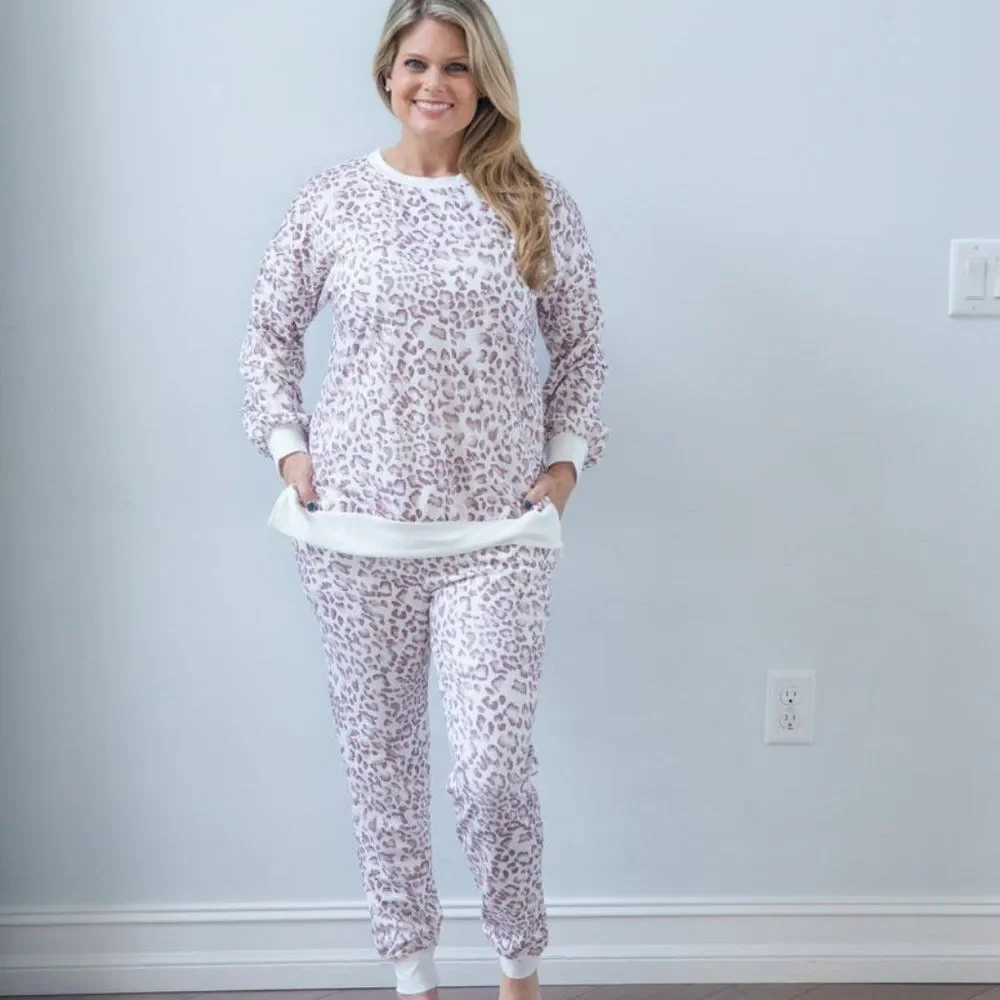 Lazy Leopard Drawstring Joggers - Picture 1 of 4